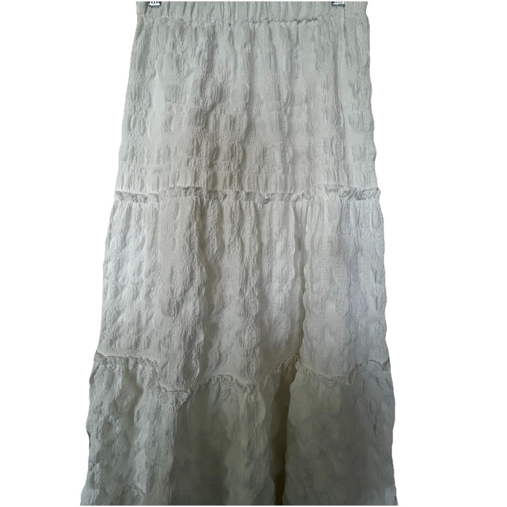 White Cotton Gauze Skirt Tiered Romance Cottage BOHO Maxi Cottage Core